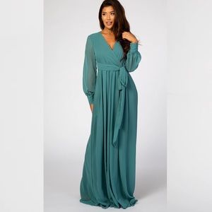 Baltic Born Long Sleeve Maxi Dress - Light Turquoise BRAND NEW